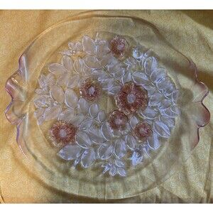 Mikasa - Rosella Pattern -Crystal Cake plate - Rosebud Feet - Round - Pink Roses
